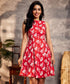 Waistless Red Printed Princess Line Dress